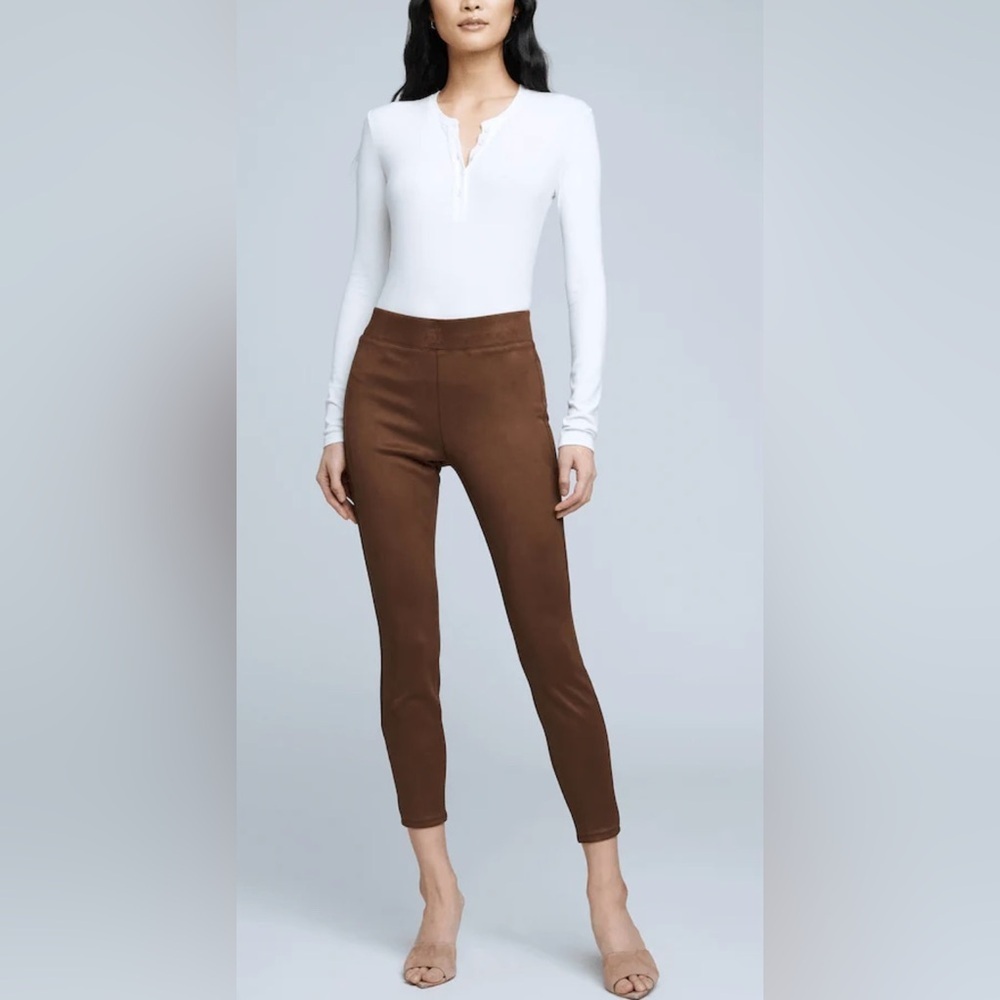 L’agence Nini High Waist Cropped Pull on Pants in Espresso side Medium NWT